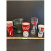 Image 1 : (2) Coca Cola Glass Pitchers, Various Paper & Plastic Cups