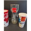 Image 3 : (2) Coca Cola Glass Pitchers, Various Paper & Plastic Cups