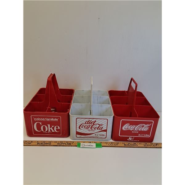 (3) Vintage Coca Cola Plastic One Litre Carrying Cases