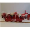 Image 1 : Coca Cola Two Liter Plastic Carrying Case w/Various Coca Cola Cups & Cups w/Straws