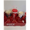 Image 4 : Coca Cola Two Liter Plastic Carrying Case w/Various Coca Cola Cups & Cups w/Straws