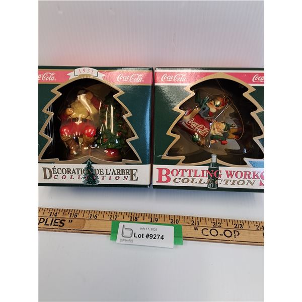 (2) Coca Cola Christmas Tree Ornaments Collection in Boxes