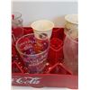 Image 5 : Coca Cola Two Litre Pop Carrying Plastic Flat & Various Glass & Plastic Cup Collection