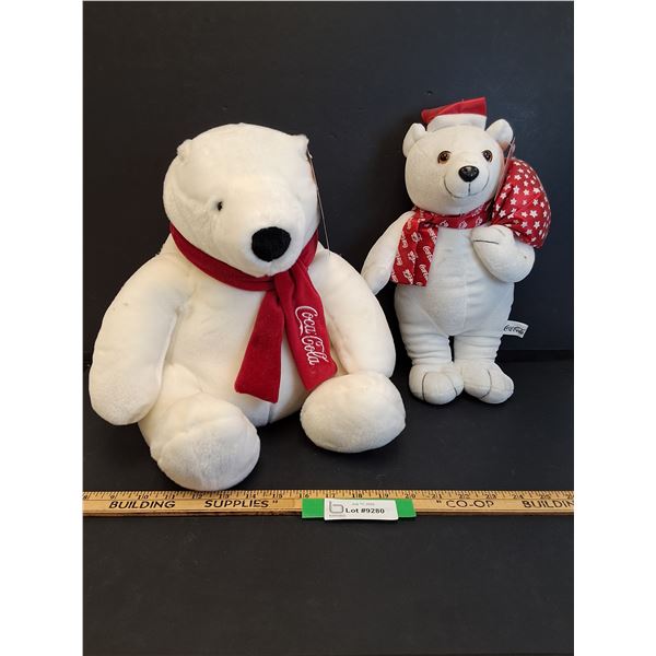 (2) Coca Cola Stuffed Teddy Bears - Assorted Sizes