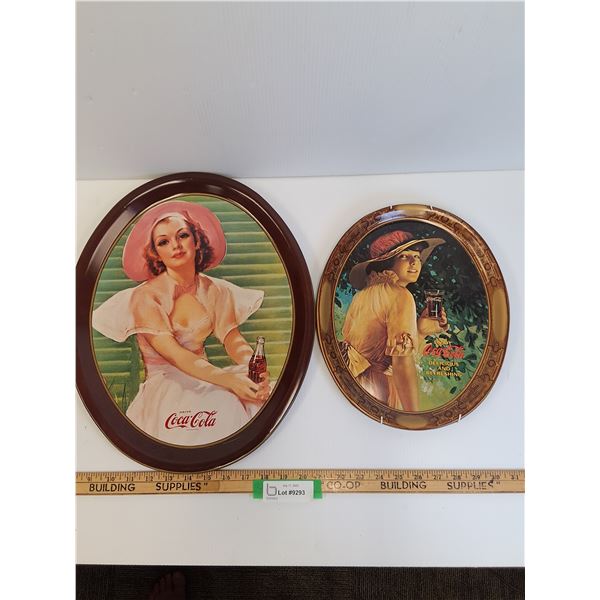 (2) Oval Vintage Style Coca Cola Serving Trays