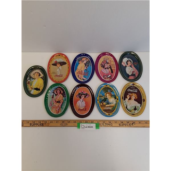 (9) Coca Cola Vintage Style Oval Wall Decor Plates - 6" x 4.5"