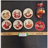 Image 1 : (6) Santa Coca Cola Round Metal Wall Decor & (2) Christmas Decorations