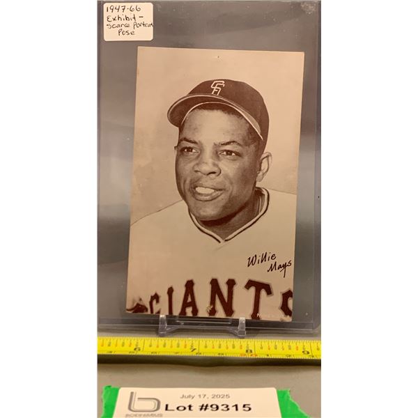 Rare Willie Mays 1947-1966 "Exhibit" Portrait Pose Palin Back Vintage Baseball Card / Photo
