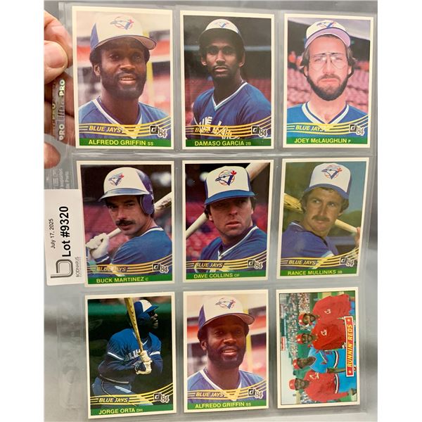 (9) Lot of 1984 Donruss Toronto Blue Jays MLB Vintage Baseball Cards