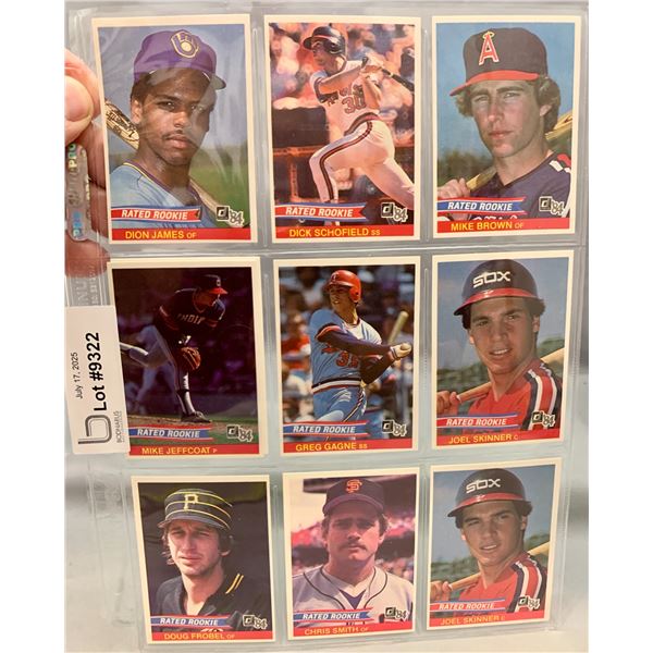 (9) Lot of Donruss Vintage 1984 "Rated Rookie" MLB Baseball Cards