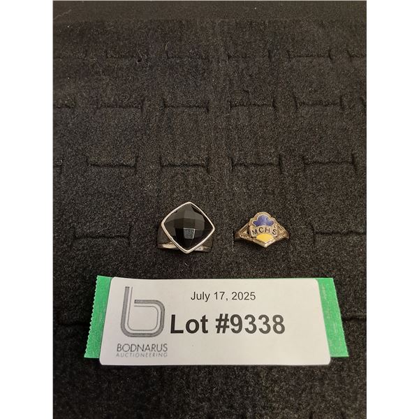 (2) Vintage Size 7 (MCHS 3.6g &  Black Stone 9.4g .925 Silver)