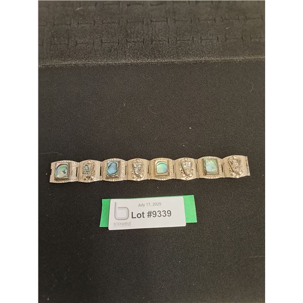 Vintage Mexican Sterling Silver Aztec Bracelet - 7.25" Length