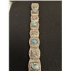 Image 2 : Vintage Mexican Sterling Silver Aztec Bracelet - 7.25" Length