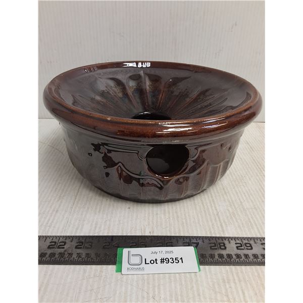 Antique Pottery-Ware Spitoon - 10.5" Dia x 5" High