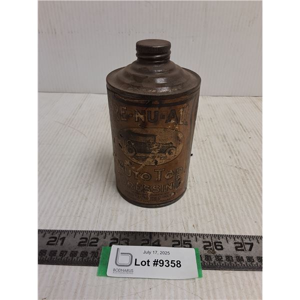 Vintage Re-Nu-All Auto Top Dressing Tin