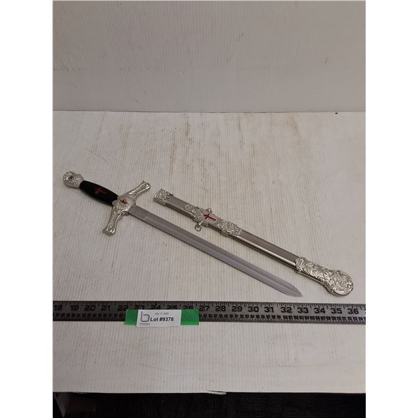 Masonic Knights Templar Ceremonial Stainless Steel Dagger with Sheath - 21" Length