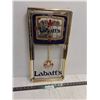 Image 1 : Stamford Labatt's Brewery Battery Power Wall Clock - 10.5" x 20.5" - One Corner needs Glue