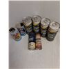 Image 4 : Cans of Assorted Motor Oils & Some Empty Tins, Texaco Metal Rain Gauge - PICK UP ONLY