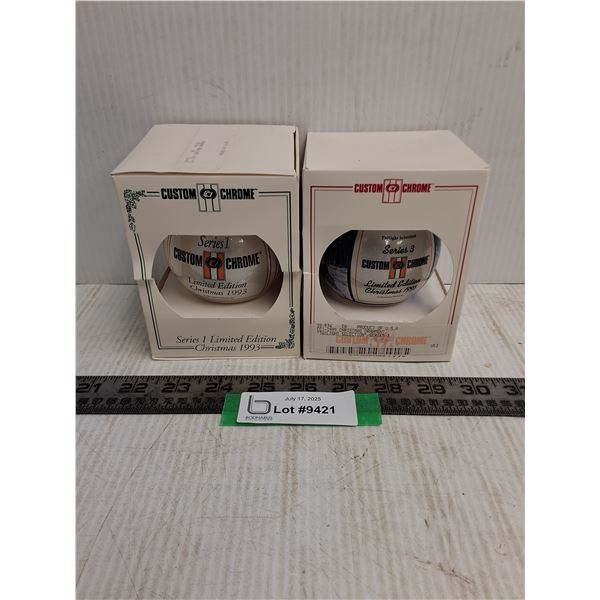 (2) Custom Chrome "Christmas 1995" Christmas Tree Ornaments
