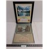 Image 1 : (2) Vintage Framed Calendar Pictures (March 1950, January 1970) - Largest 13" x 16"