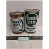 Image 1 : (2) Quaker State Motor Oil Tins - 1 Full, 1 Empty - Pickup Only