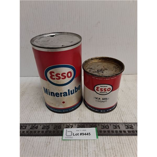 (2) Empty Esso Oil Tins