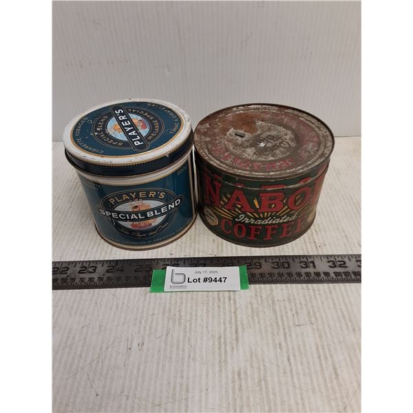 (2) Vintage Empty Tins (Nabob Coffee & Player's Tobacco)