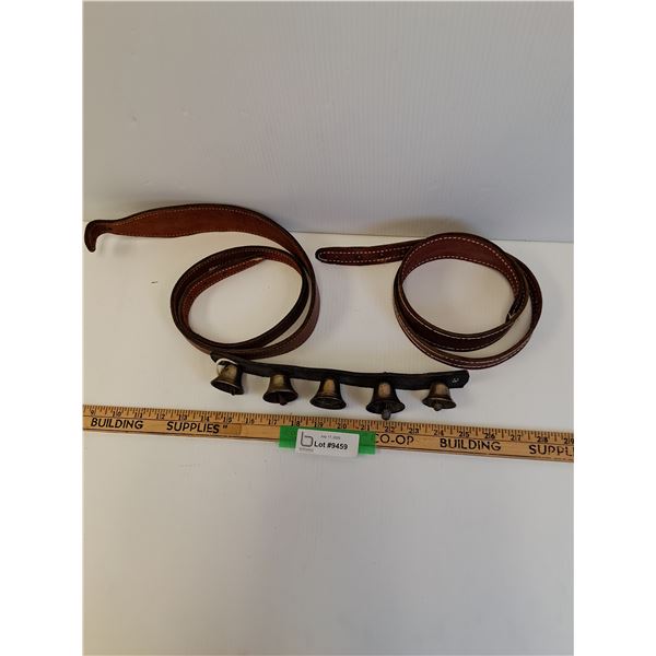 (2) Leather Horse Shoulder Straps & Bell Set