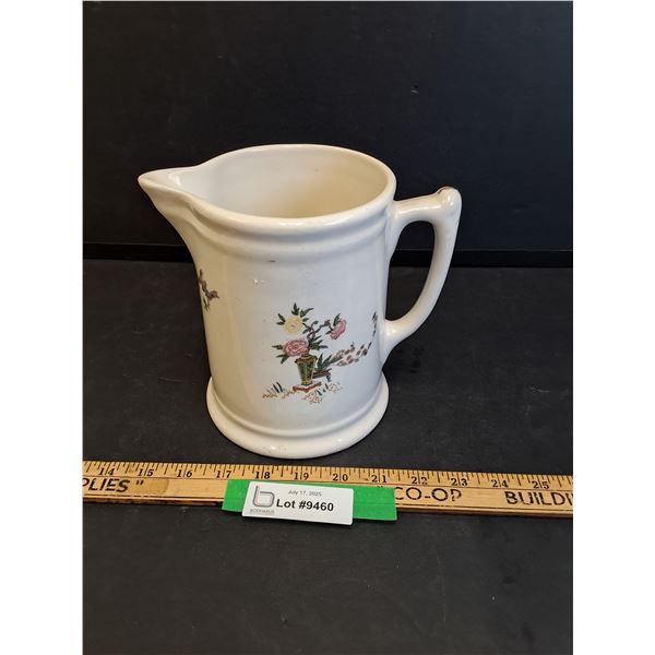 Ceramic WH Grindley Express Pattern Creamer Pitcher - 7" Tall