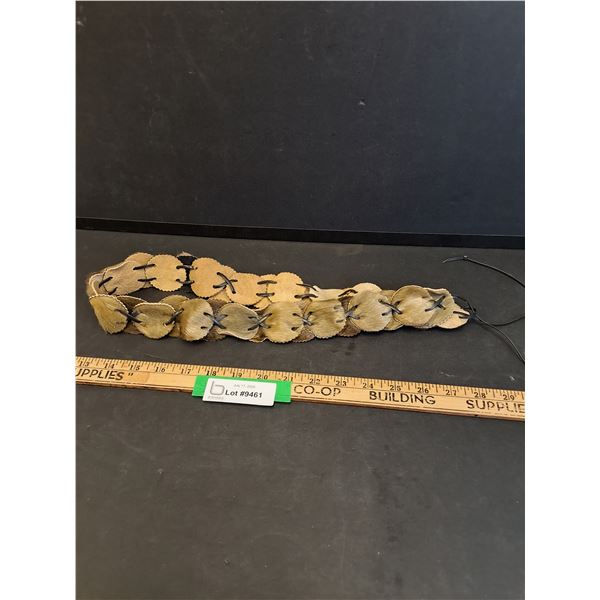 Custom Handmade Tanned Leather & Fur Circular Pelt Pattern Belt - 32" Long