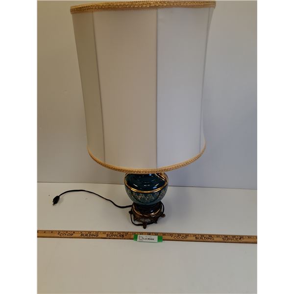 Vintage Teal And Gold Lamp (Cord Needs TLC) 18" x 13"  -  PICK UP