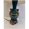 Image 2 : Vintage Teal And Gold Lamp (Cord Needs TLC) 18" x 13"  -  PICK UP