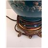 Image 7 : Vintage Teal And Gold Lamp (Cord Needs TLC) 18" x 13"  -  PICK UP