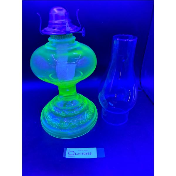 Uranium Glass Filigree Pattern- While Flame Light CO Grand Rapids Mich
