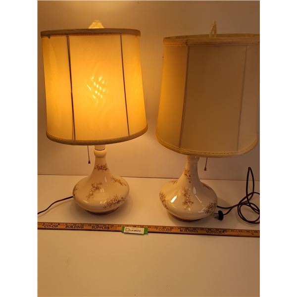 Vintage Floral Style End Table Lamp Set - 23" x 11" - Works  -  PICK UP