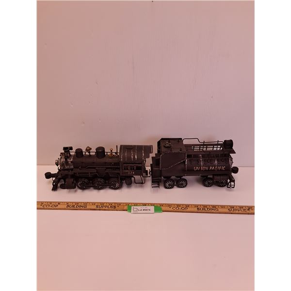 Vintage Style Metal Train Engine & Car - Union Pacific - 14" x 6" x 4.5" Each