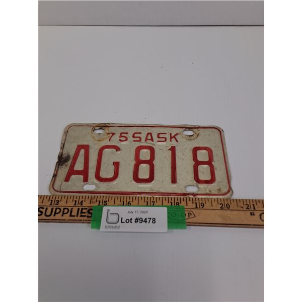 Saskatchewan License Plate - 1975 - Motorcycle