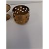 Image 3 : Brass Plated Trivet and (2) Brass Votive Holders