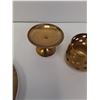 Image 4 : Brass Plated Trivet and (2) Brass Votive Holders