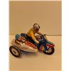 Image 2 : Tin Wind-up Toy Motorcycle w/Side Car - Winds Up, As Is