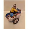 Image 4 : Tin Wind-up Toy Motorcycle w/Side Car - Winds Up, As Is