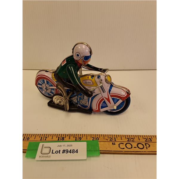 Tin Wind-Up Motorcycle Toy - Winds Up, As Is