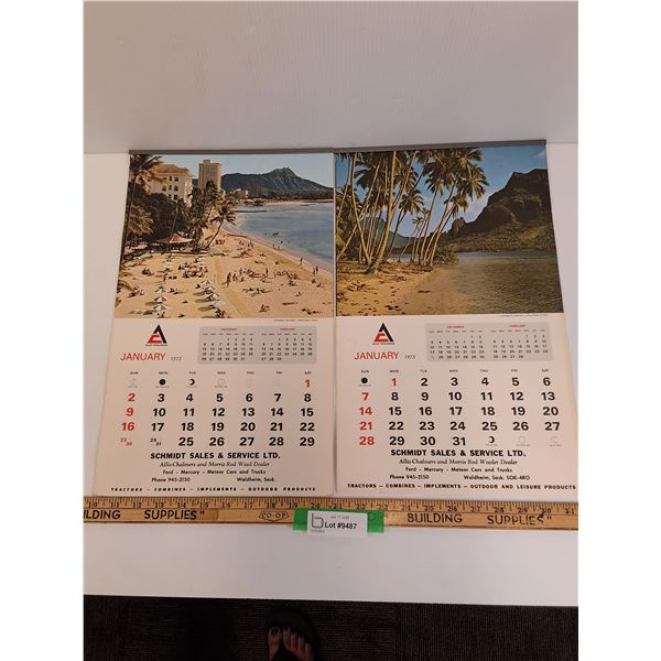 (2) Allis Chalmers, Schmidt Sales, Waldheim, Sk,  Calendars: - 1972 & 1973