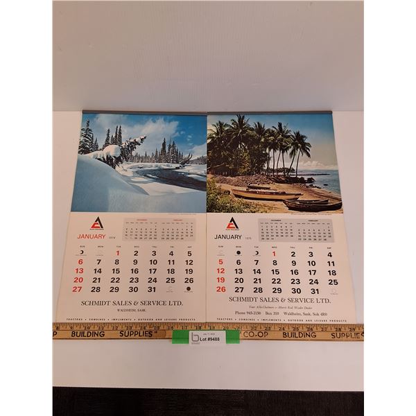 (2) Allis Chalmers, Schmidt Sales, Waldheim, Sk,  Calendars: - 1974 & 1975