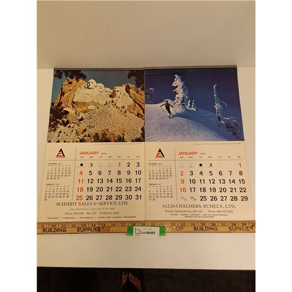 (2) Allis Chalmers, Schmidt Sales, Waldheim, Sk,  Calendars: - 1976 & 1977