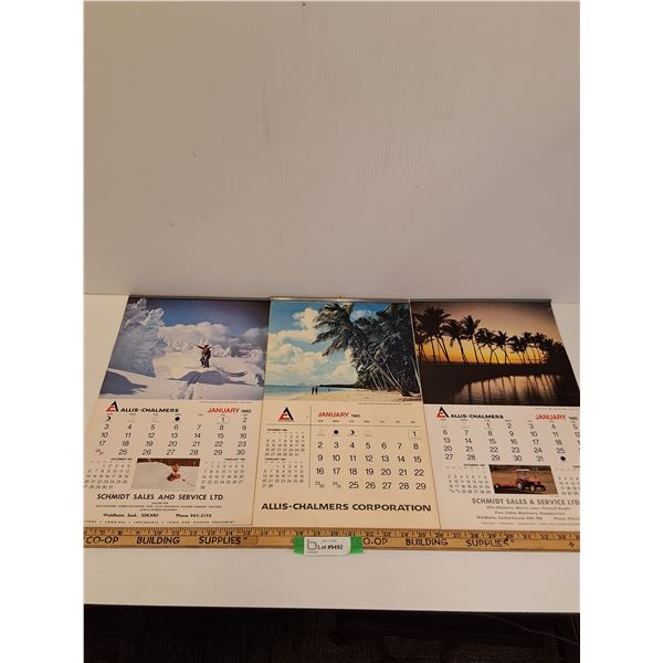 (3) Allis Chalmers, Schmidt Sales, Waldheim, Sk,  Calendars: - 1982-83 & 1985