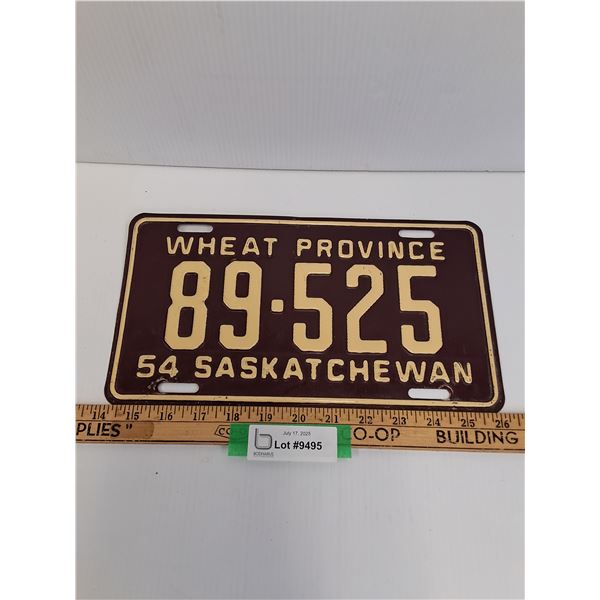 Saskatchewan License Plate - 1954