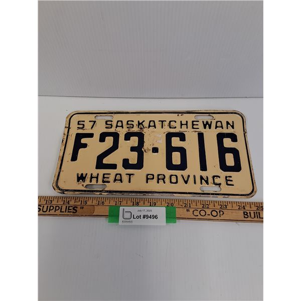 Saskatchewan License Plate - 1957 - Farm Plate