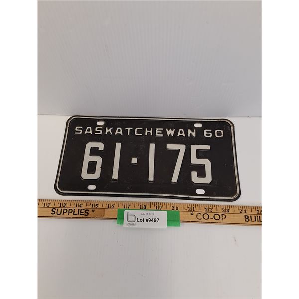 Saskatchewan License Plate - 1960