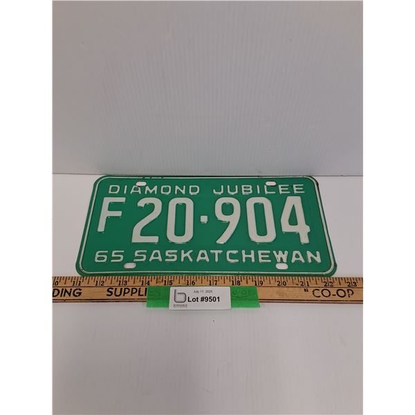 Saskatchewan License Plate - 1965 - Farm Plate, Diamond Jubilee